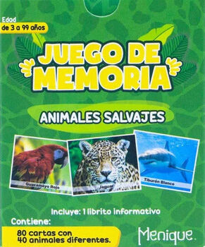 JUEGO DE MEMORIA -ANIMALES SALVAJES-      (C/80 CARTAS)