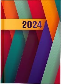 AGENDA DIARIA 2024 -PASTEL BARRA DE COLORES- (EMPASTADO)