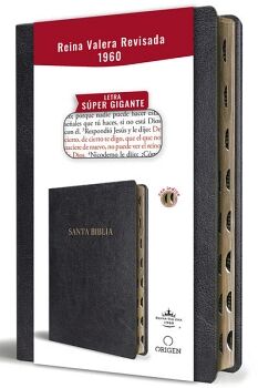 BIBLIA REINA VALERA REVISADA 1960 LETRA SPER GIGANTE, SMIL PIEL NEGRO CON NDICE